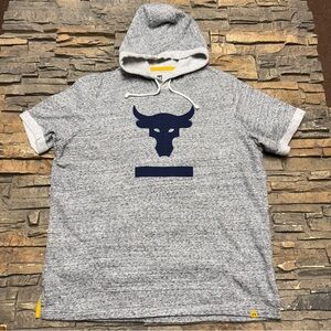 Under Armour Project Rock Short Sleeve Hoodie Sweatshirt Mens 2XL Gray Pullover